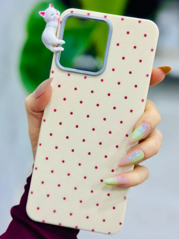  Redmi 12 4G Uyumlu Puantiye Kedi Tasarımlı Oyuncaklı Silikon Kılıf