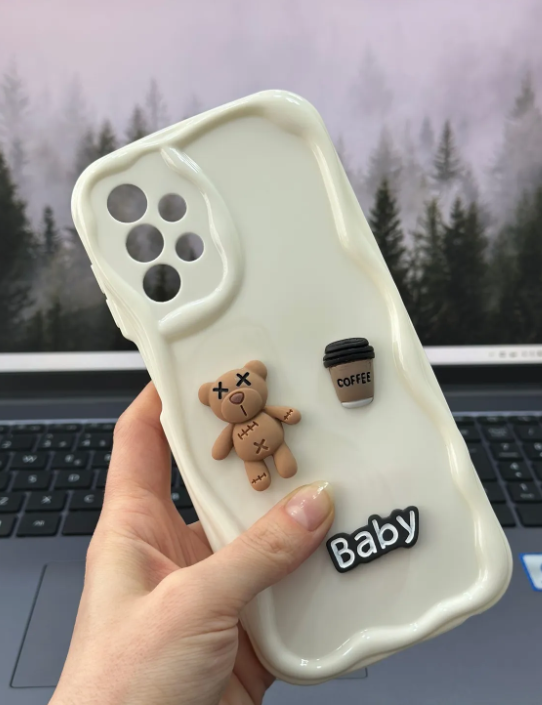  Samsung Galaxy A23 Uyumlu Krem Baby Tasarımlı Oyuncaklı Silikon Kılıf