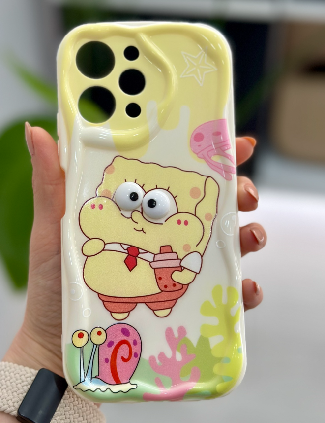  Xiaomi Redmi 12 Uyumlu Sünger Bob Tasarımlı Oyuncaklı Silikon Kılıf