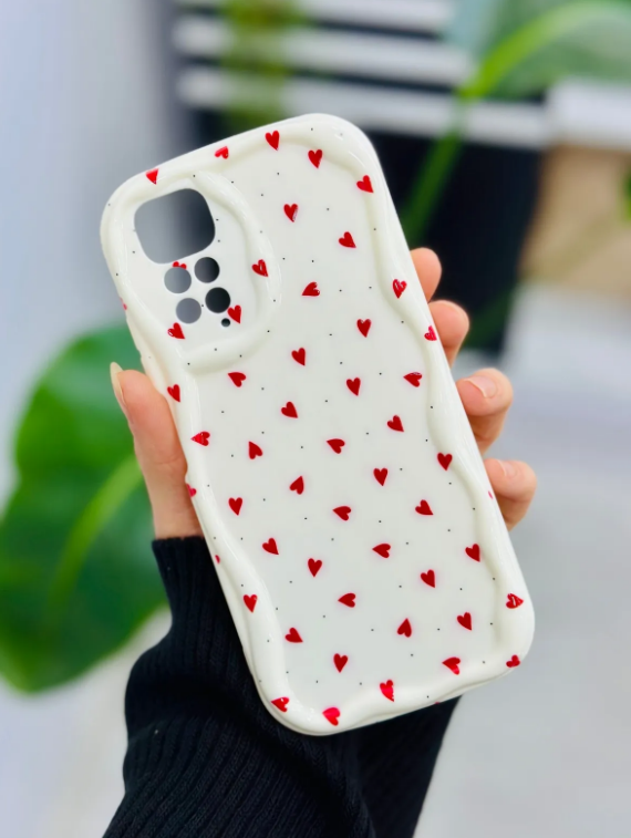  Xiaomi Redmi Note 11 - Note 11s Uyumlu Kırmızı Kalpler Tasarımlı Silikon Kılıf