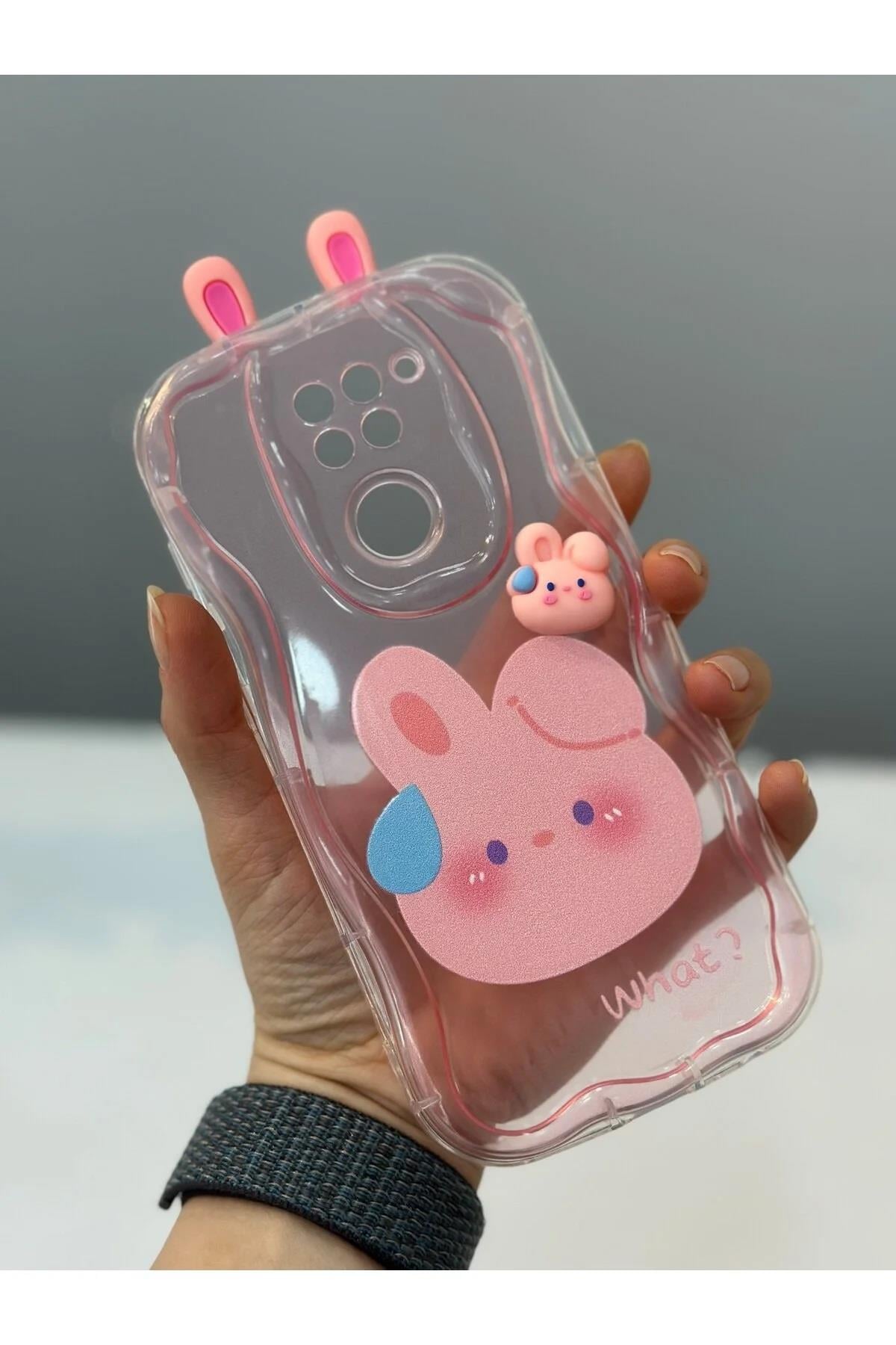  Xiaomi Redmi Note 9 Uyumlu Tavşan Tasarımlı Oyuncaklı Silikon Kılıf