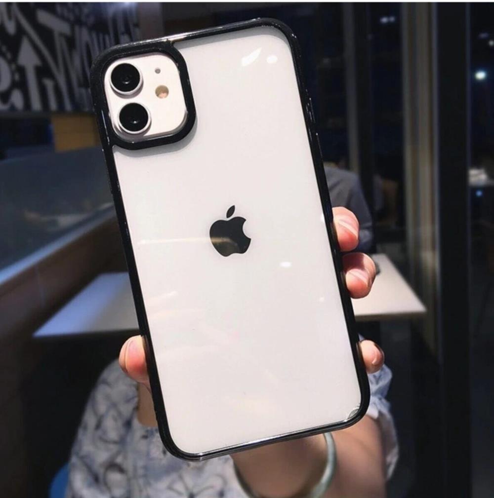 Apple Iphone 11 Kenarı Siyah Renkli Darbe Önleyici Şeffaf Silikon Kılıf -  Go Aksesuar - Telefon Kılıfları ve Aksesuarları