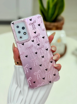 Galaxy A52 Uyumlu Shine Fiyonk Tasarımlı Renk Geçişli Silikon Kılıf