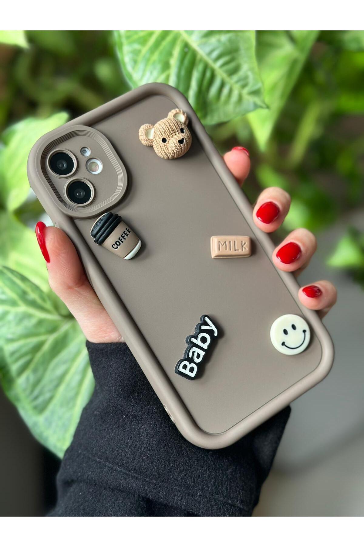 Iphone 11 Çikolata Baby Tasarımlı Yumuşak Silikon Kamera Korumalı Ayıcıklı Kılıf yuvarlakkamera, one size