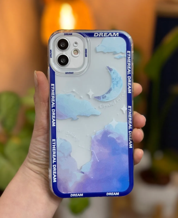 Iphone 11 Uyumlu Cyrstal Moon Baskılı Şeffaf Kılıf