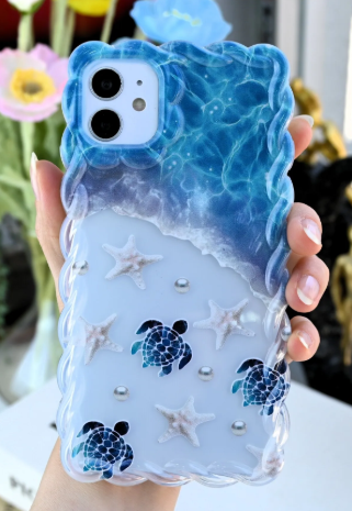 Iphone 11 Uyumlu kenarları Dalgalı Karetta Baskılı Şeffaf SİLİKON Kılıf