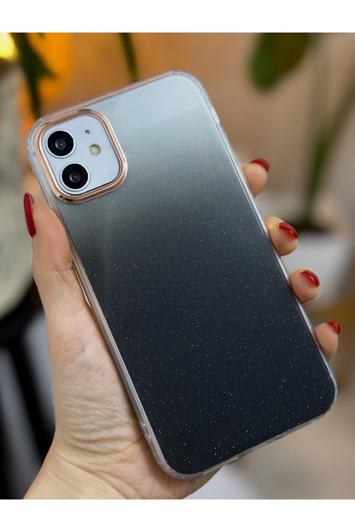 Iphone 11 Uyumlu Şeffaf Ombre Model Şeffaf Simli Silikon Kılıf