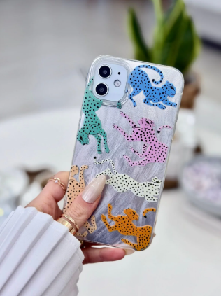 Iphone 11 UYUMLU Shine Renkli Leopar Geçişli Parlak Silikon Korumalı Kılıf