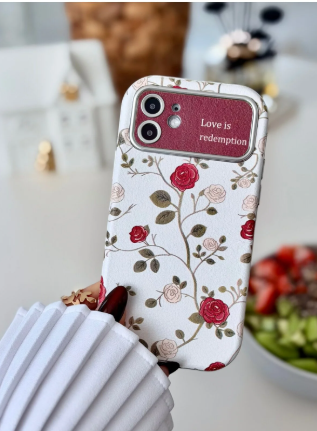 Iphone 12 Uyumlu Kamera Baskı Gül Desenli Esnek Silikon Kılıf