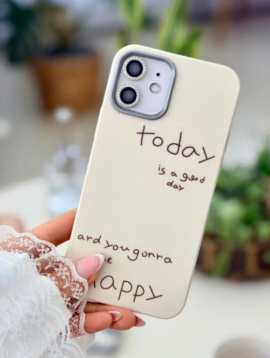 Iphone 12 ve 12 Pro Birebir Uyumlu Deri Today Baskı Desenli Esnek Silikon Kılıf