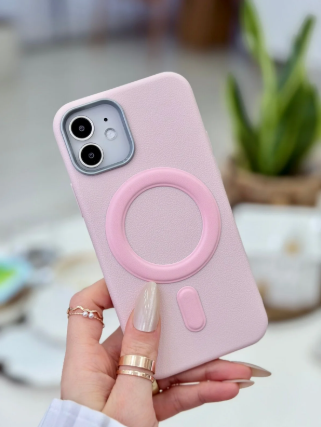 Iphone 12 ve 12 Pro Uyumlu MAGSAFE Özellikli Parmak İzi Bırakmaz Deri Görünümlü Silikon Kılıf