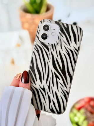 Iphone 12 ve 12 Pro Uyumlu Mat Baskı Zebra Parmak İzi Bırakmaz Şeffaf Kılıf