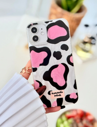 İphone 12 Ve 12 Pro Uyumlu Renk Geçişli Shine Pembe Leopar Tasarım Kılıf