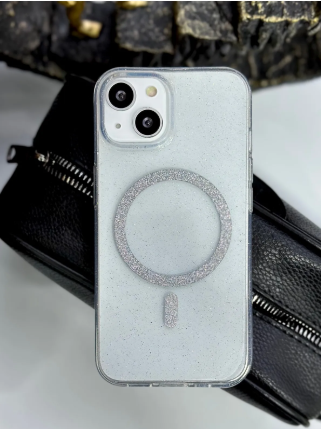 Iphone 13 - 14 Ve 15 Uyumlu Glitter Magsafe Özellikli Simli Işıltılı Şeffaf Kılıf