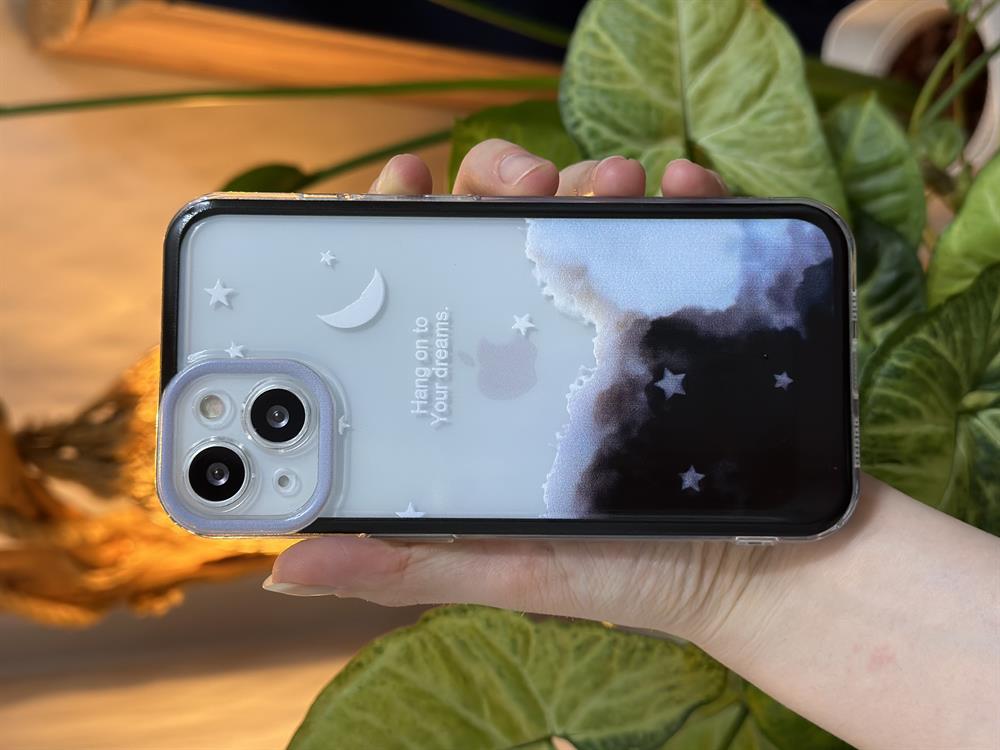 İPhone 13 ve 14  Uyumlu Şeffaf Baskı Desenli Silikon Kılıf