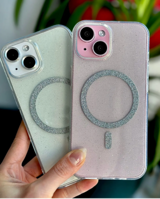 Iphone 14 Plus - 15 Plus Uyumlu Glitter Magsafe Özellikli Işıltılı Parlak Şeffaf Kılıf