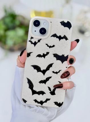 Iphone 14 Plus Ve 15 Plus Uyumlu Yarasa BASKI Desenli Silikon Kılıf