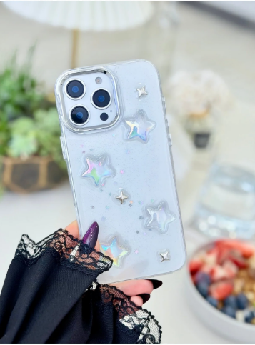 Iphone 14 Promax Uyumlu 3d Mini Yıldız Tasarımlı Epoksili Oyuncaklı Kılıf