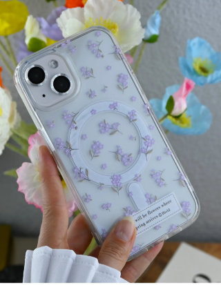 Iphone 15 - 14 -13 Uyumlu Çiçekli Gerçek MAGSAFE Özellikli Darbe Önleyici Koruyucu Kılıf