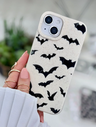 Iphone 15 - 14 - 13 Uyumlu Yarasa Baskı Desenli Darbe Önleyici Esnek Silikon Kılıf