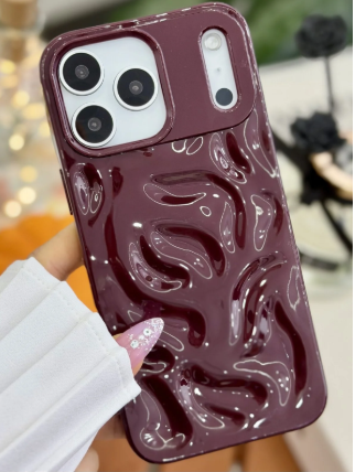 Iphone 17 Promax Uyumlu Darbe Önleyici Kabartma BORDO ANTİŞOK Silikon Kılıf