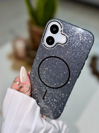 Iphone 17 Uyumlu Glitter Magsafe Özellikli Işıltılı Zarif Koruyucu Silikon Kılıf