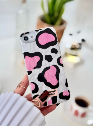 Iphone 7 - 8 - Se 2020 - Se 2022 Uyumlu Shine PEMBE LEOPAR Renk Geçişli Esnek Silikon Kılıf