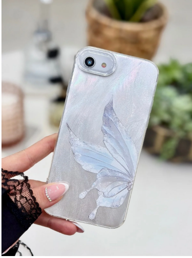 Iphone 7 - 8 - Se 2020 Shine Platin Kelebek Renk Geçişli Esnek Silikon Kılıf