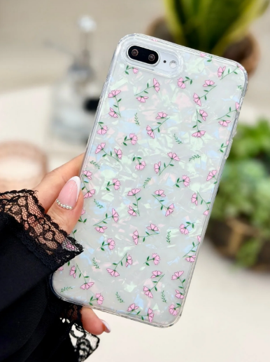 Iphone 7 Plus Ve 8 Plus Uyumlu 2in1 Çiçek Renk Geçişli Desenli Silikon Kılıf