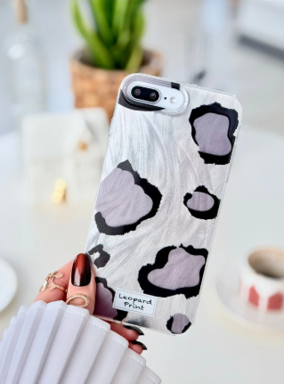 Iphone 7 Plus Ve 8 Plus Uyumlu Shine Gri LEOPAR Renk Geçişli Desenli Silikon Kılıf