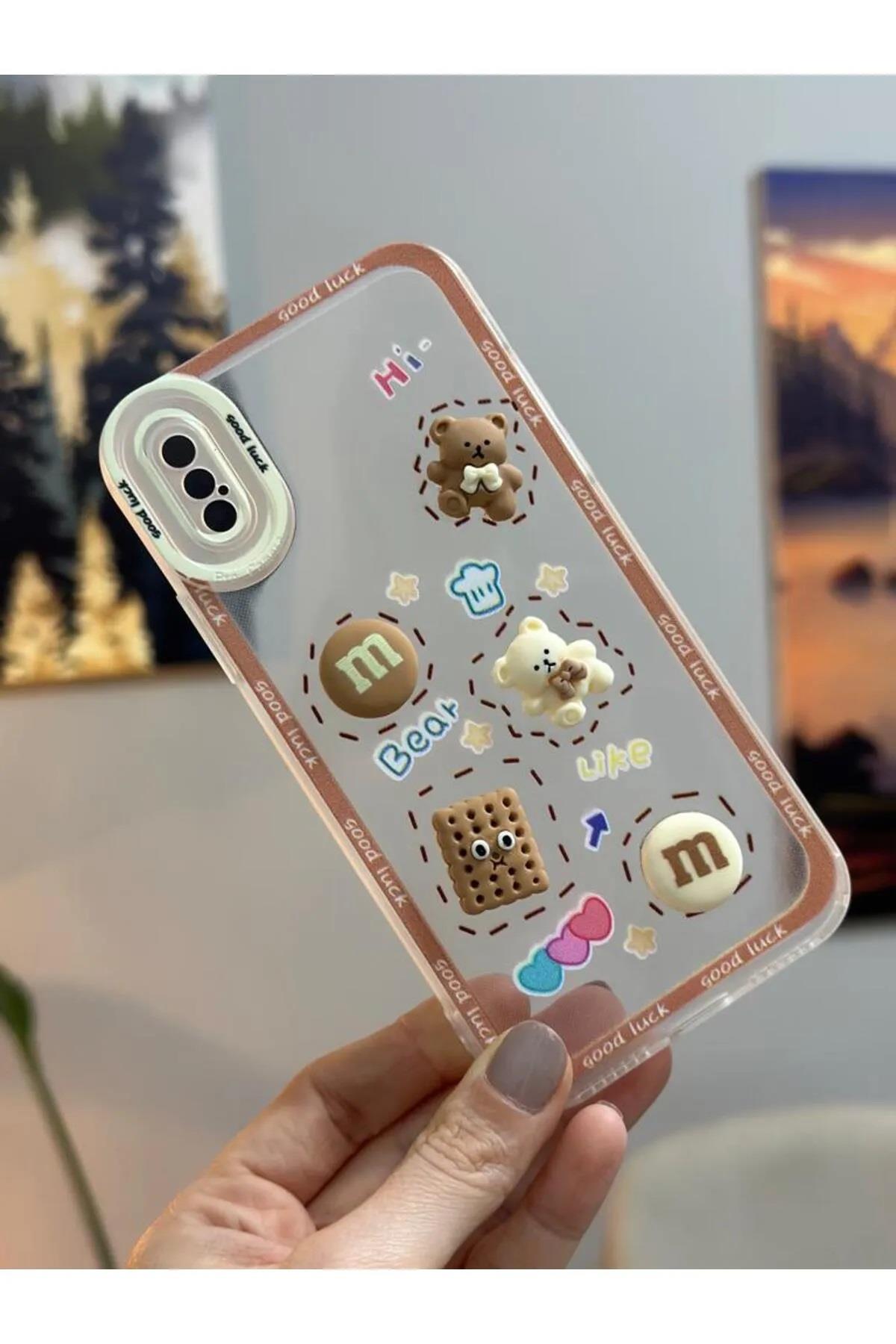 Iphone X - Xs Uyumlu Şeffaf Ayıcık Tasarımlı Kılıf