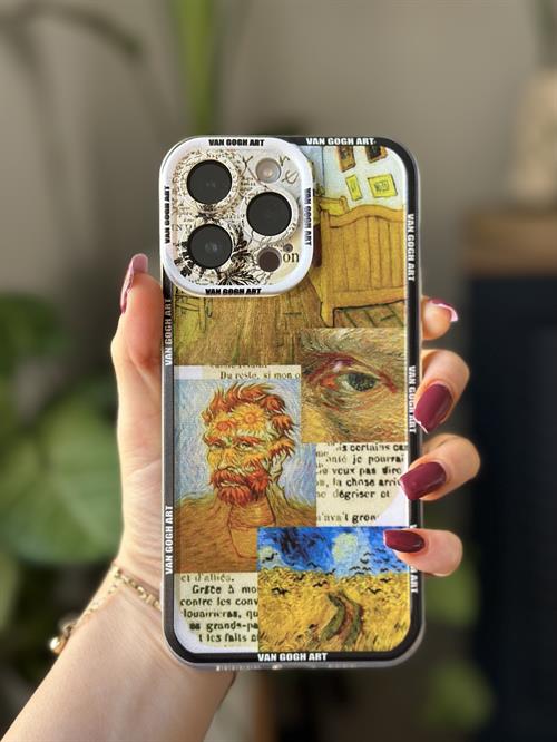 Iphone 14 PROMAX Uyumlu Van Gogh BASKI Tasarımlı Şeffaf Kılıf