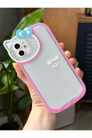 Iphone 11 Uyumlu ANTİŞOK Hello Kitty Kamera Tasarımlı  Silikon Kamera Korumalı Kılıf
