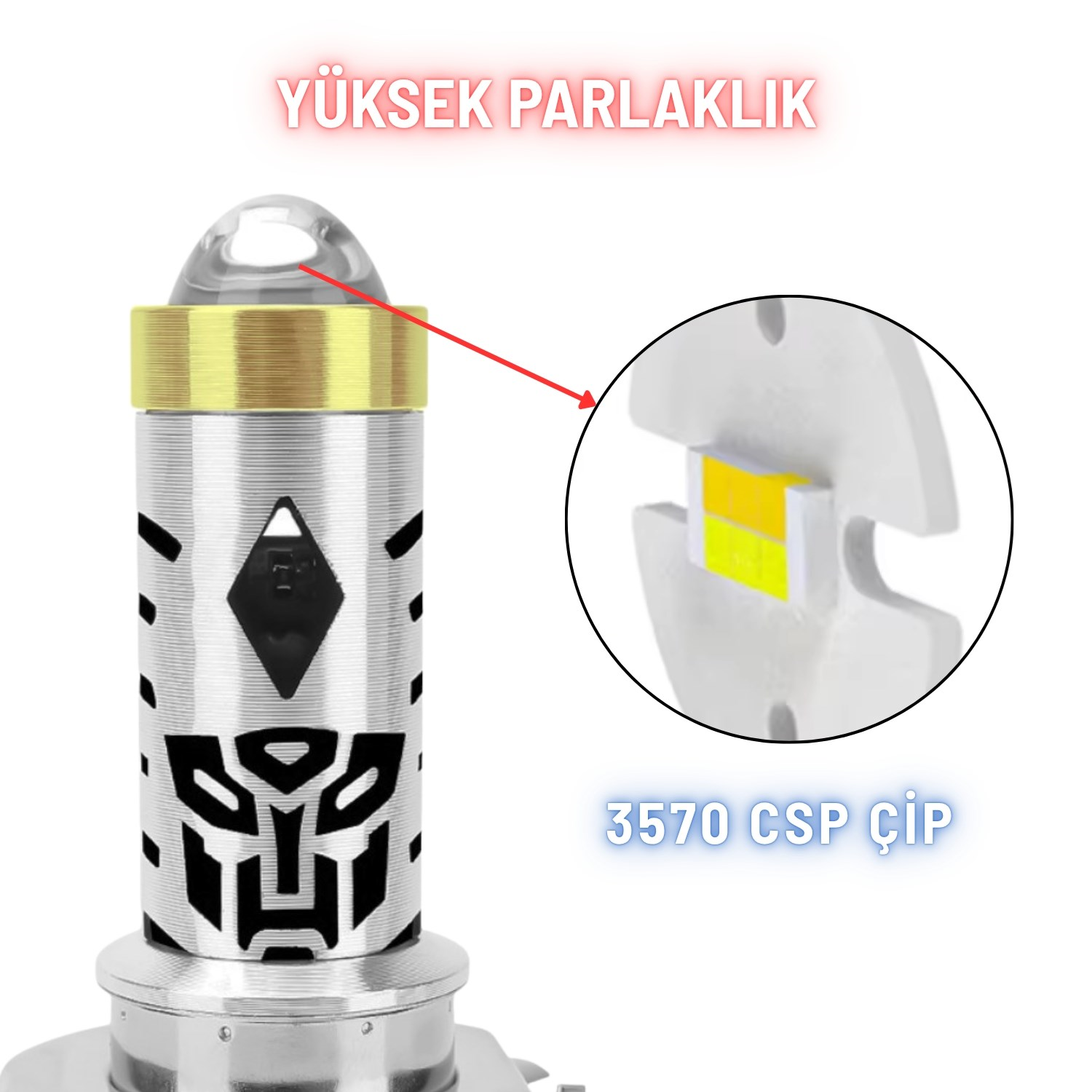  H4 Uzun Kısa LED Far Ampul ve LED Işık 12V 6000K Beyaz Amber 1 ADET Yüksek Performanslı 8W/800LM