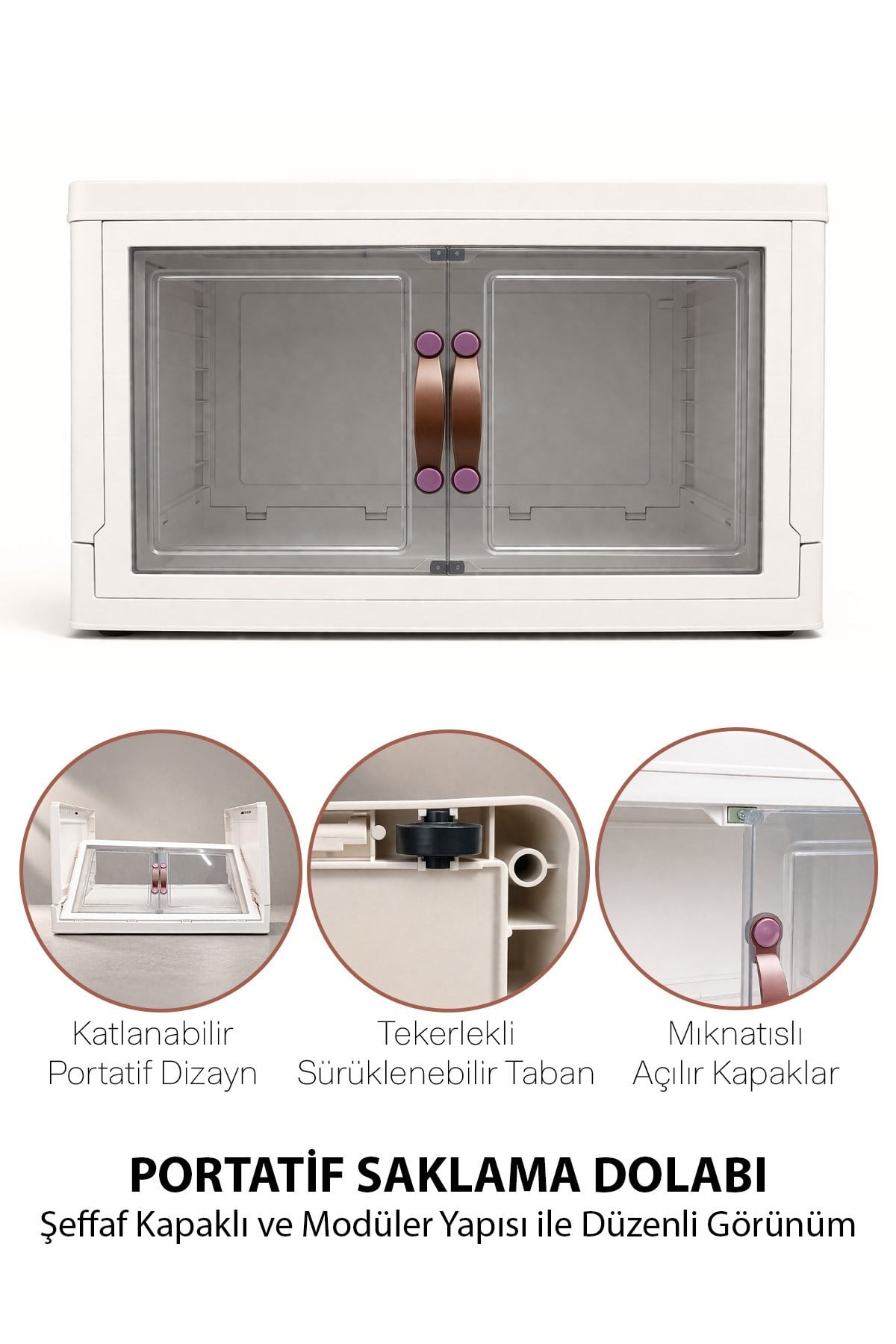  Katlanabilir Tekli Modüler Saklama Kutusu Şeffaf Kapaklı Çok Amaçlı Düzenleyici Portatif Dolap