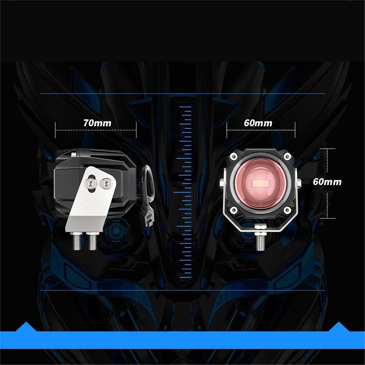  Motosiklet Çakarlı Bluetooth Kumandalı Led Lazer Sis Farı Kiti 5 Modlu Beyaz Sarı Sis Farı 