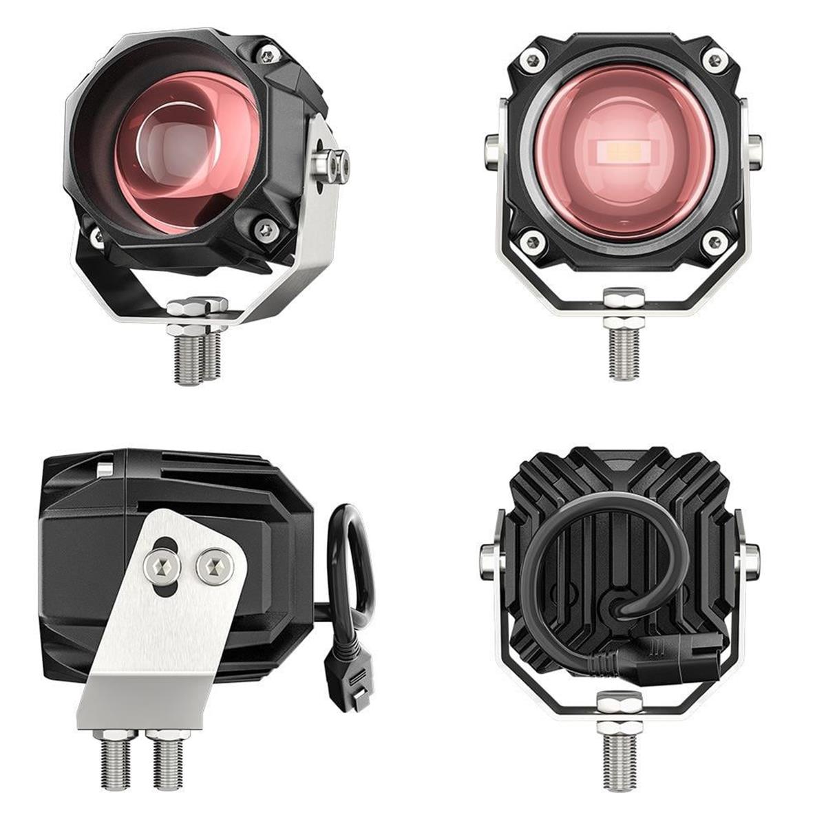  Motosiklet Çakarlı Bluetooth Kumandalı Led Lazer Sis Farı Kiti 5 Modlu Beyaz Sarı Sis Farı 