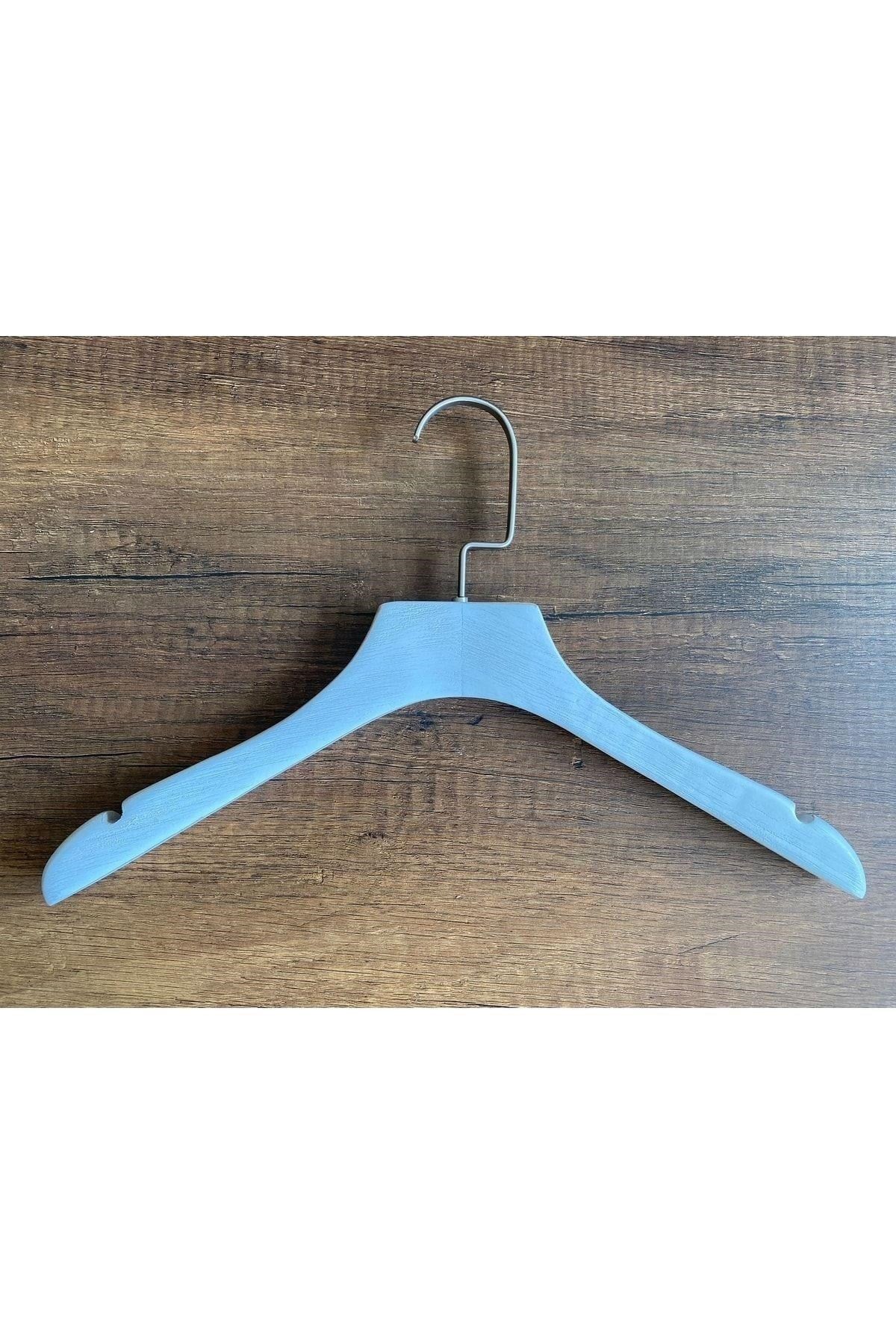 Ahşap Ceket Askı 38 Cm Eskitme Beyaz Naturel Askı 5 Adet