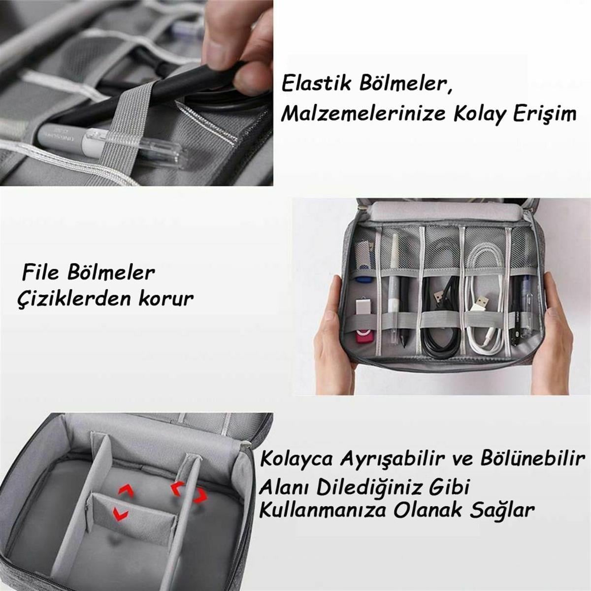 Aksesuar Kablo Powerbank Saklama Taşıma Kılıfı Organizer Çantası