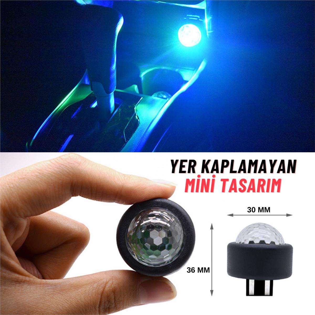 Araç Içi Mini Disko Topu Usb Girişli Telefon Mikrofon Laptop Uyumlu