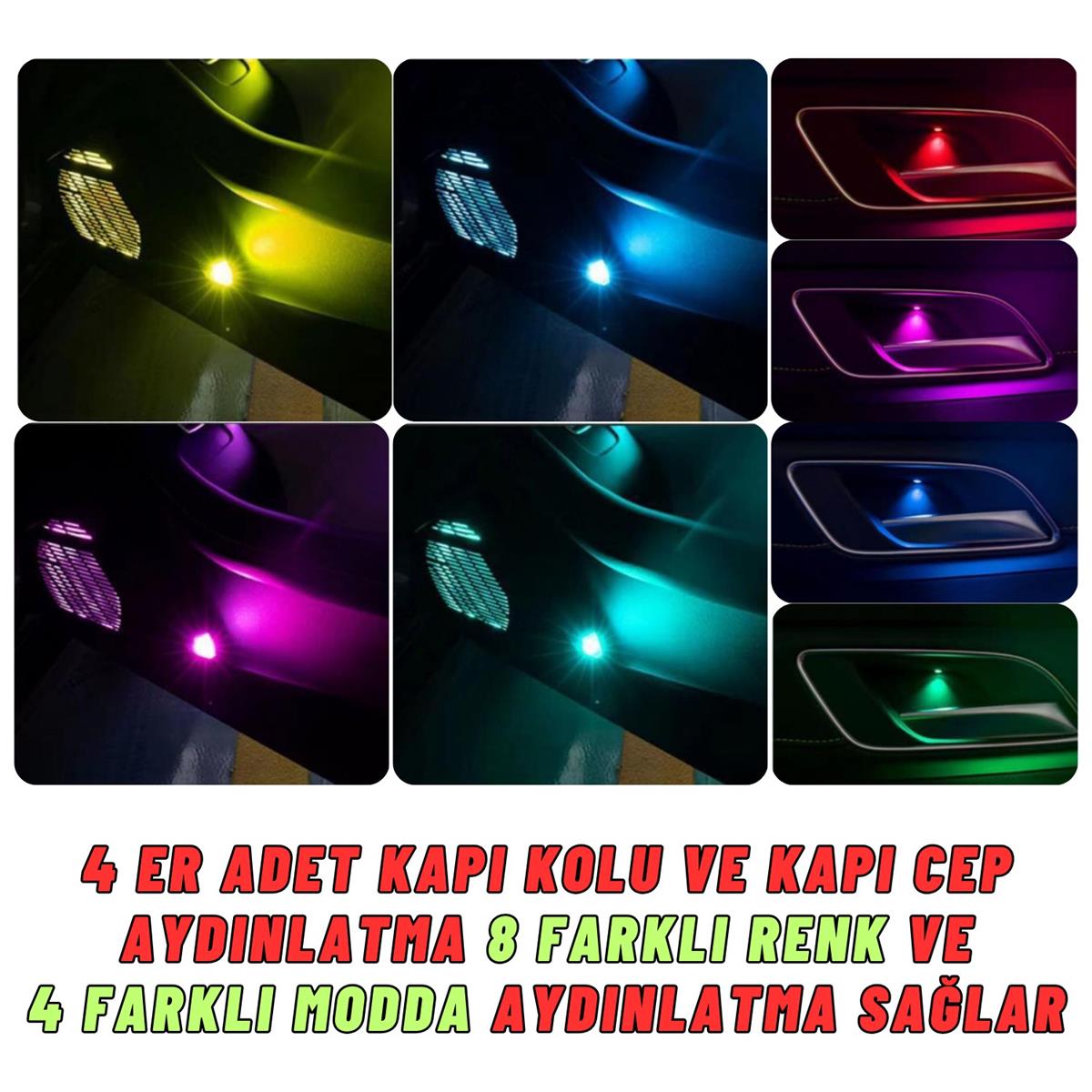 Araç İçi Torpido Atmosfer Ambiyans RGB Neon Kayar LED Şerit 465 Modlu Set Bluetooth APP Kontrollü