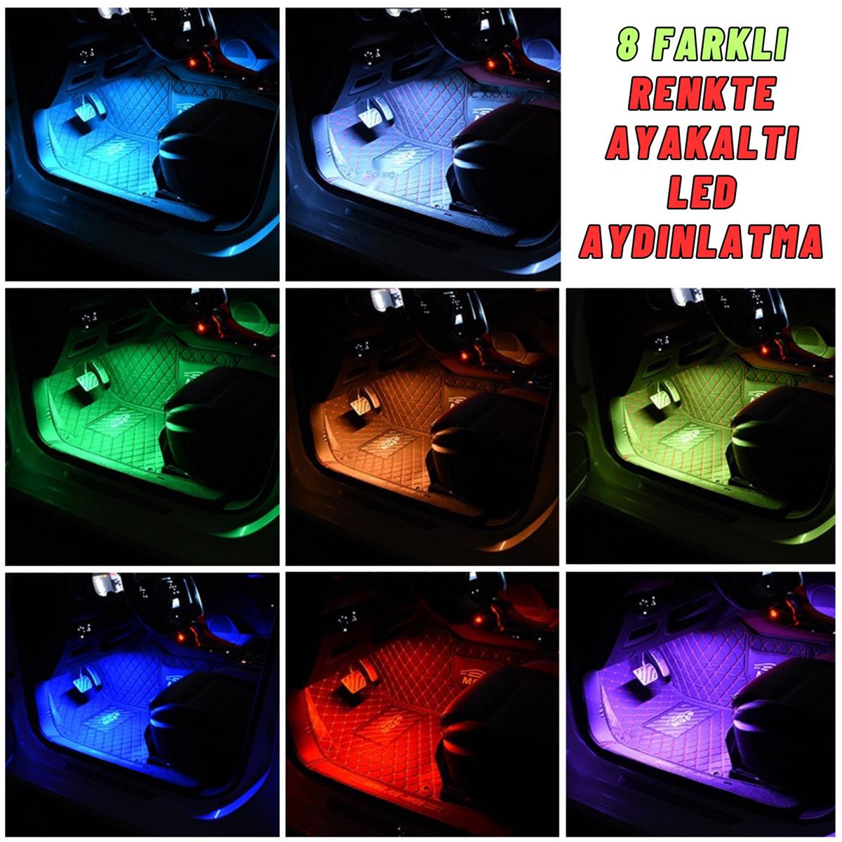 Araç İçi Torpido Atmosfer Ambiyans RGB Neon Kayar LED Şerit 465 Modlu Set Bluetooth APP Kontrollü
