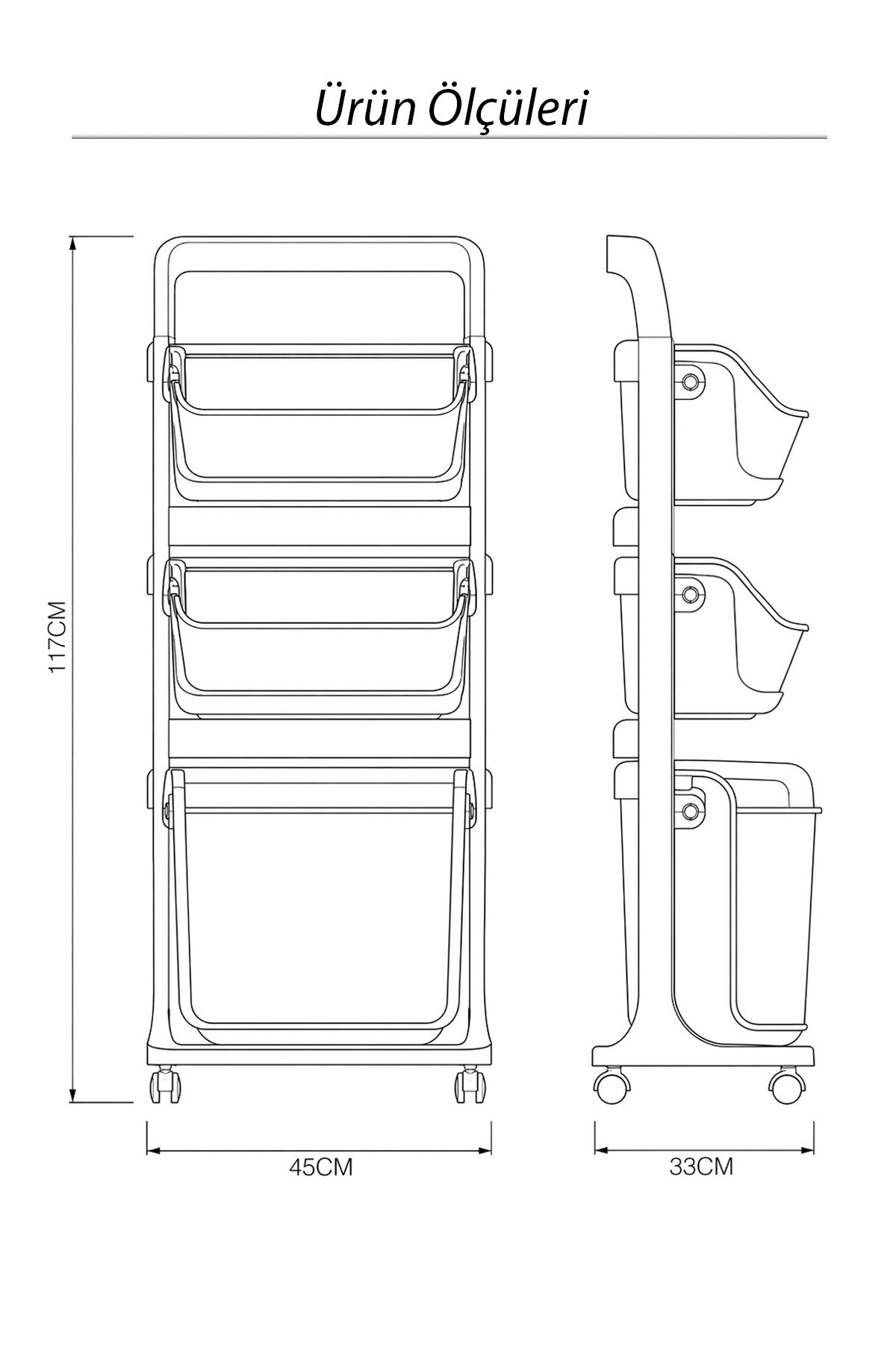 Banyo Mutfak Çocuk Odası Düzenleme Raf Çok Amaçlı Tekerlekli Modüler Organizer Sepet 