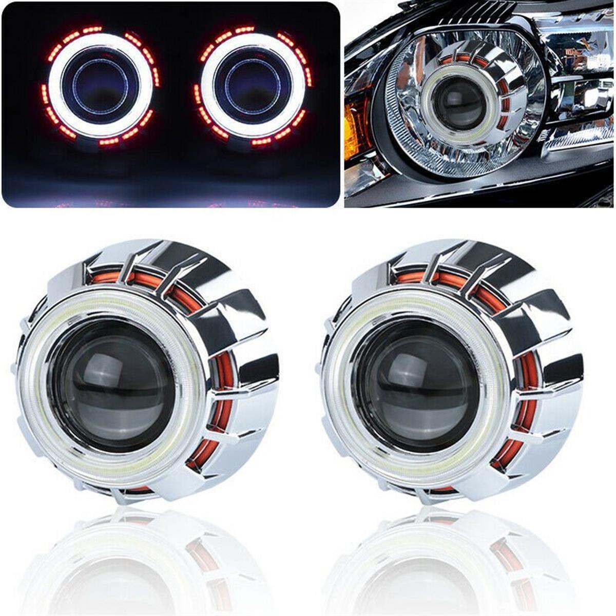 Bi-Xenon 2,5 İnç Projektör Lens Çift Angel Renk KIRMIZI BEYAZ