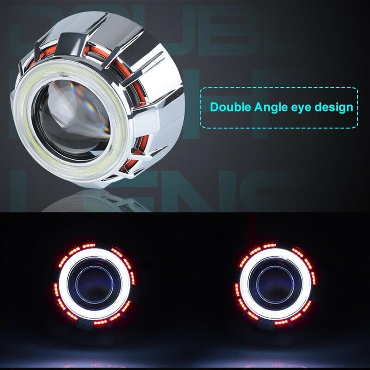 Bi-Xenon 2,5 İnç Projektör Lens Çift Angel Renk KIRMIZI BEYAZ