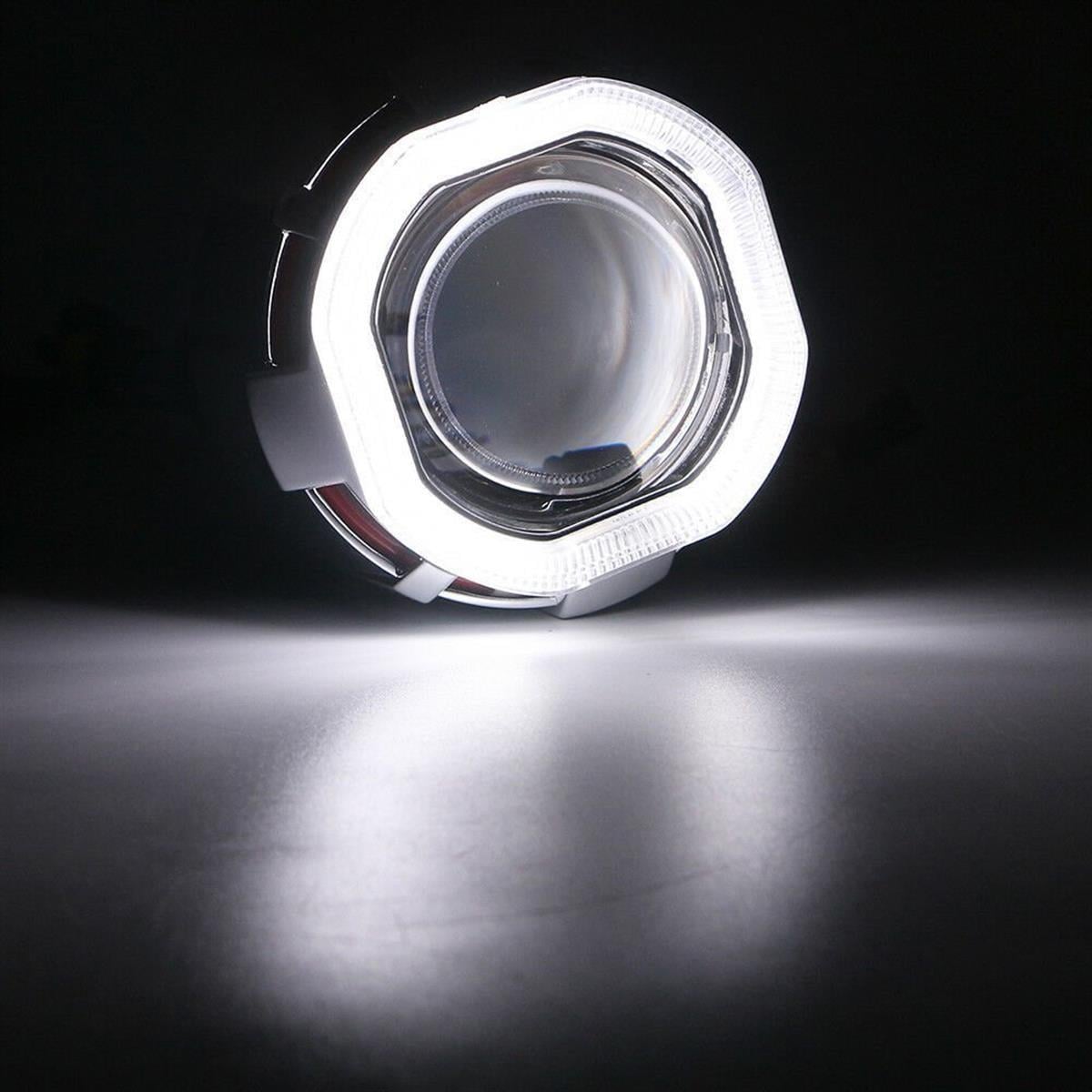 Bi-Xenon KARE 2,5 İnç Projektör Lens Çift Angel Renk KIRMIZI BEYAZ