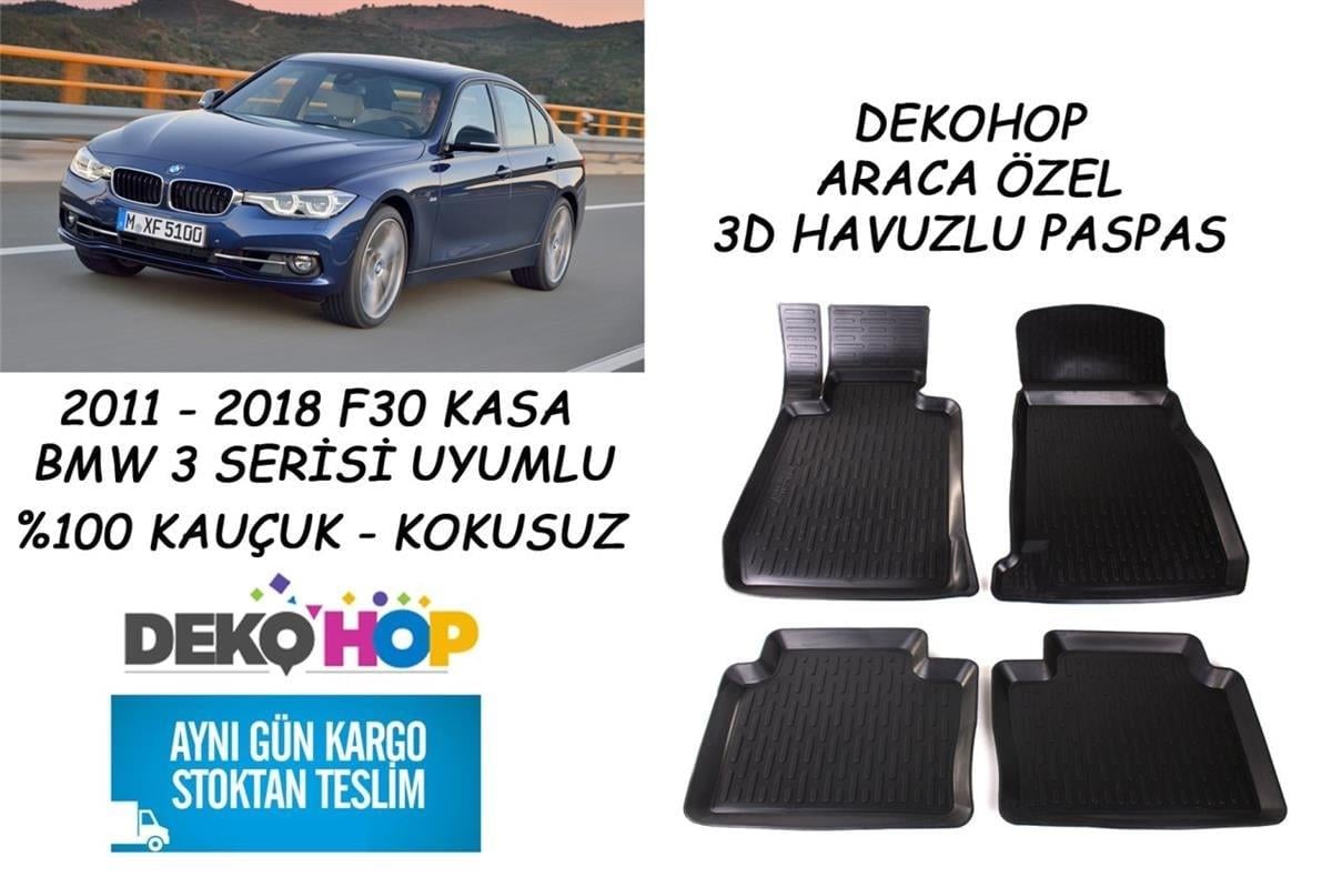 BMW F30 KASA 3 SERİSİ 2011-2018 ARASI Oto Paspas Araca Özel 3D Havuzlu Kauçuk