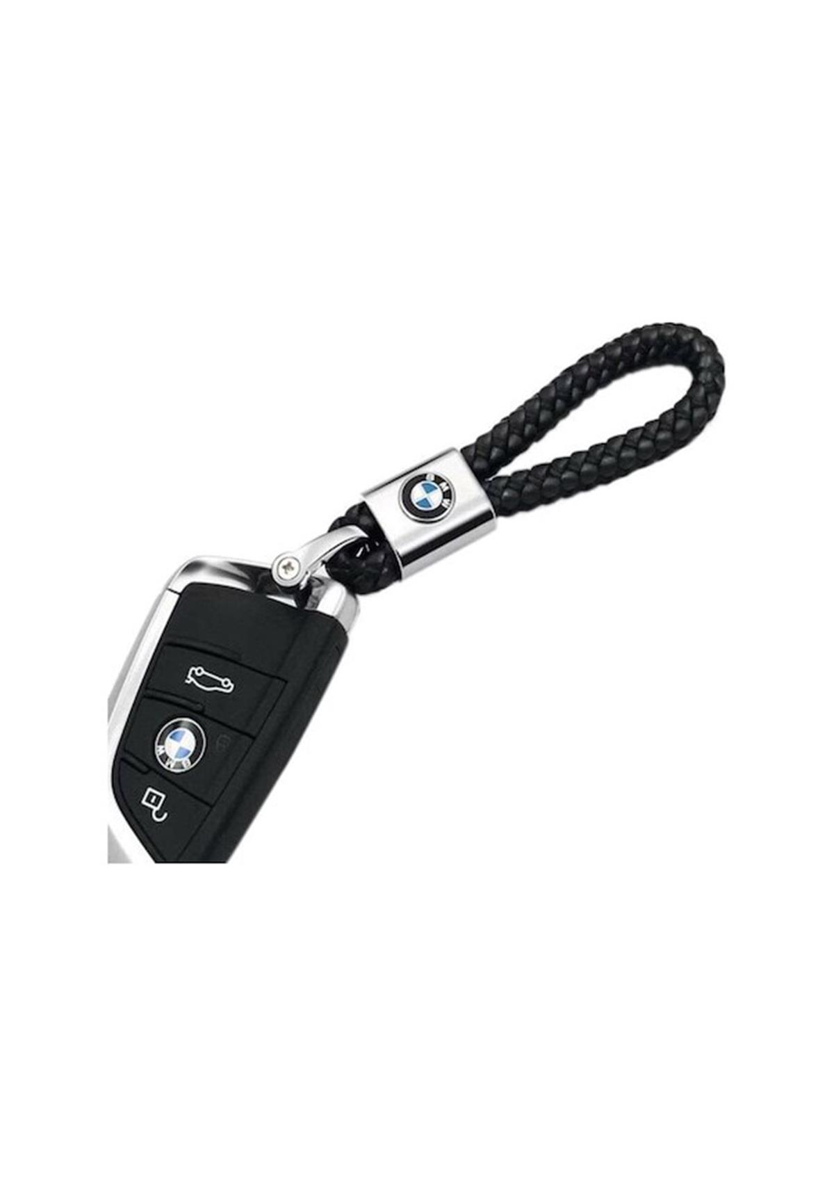 Bmw Uyumlu Deri Örgü Anahtarlık Vida Kelepçeli Kahverengi