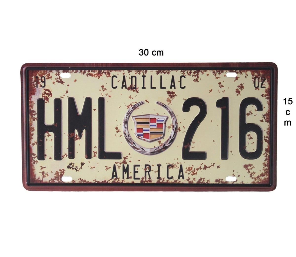 Cadillac Classic Dekorasyon Duvar Süsü Metal Retro Tabela 15X30
