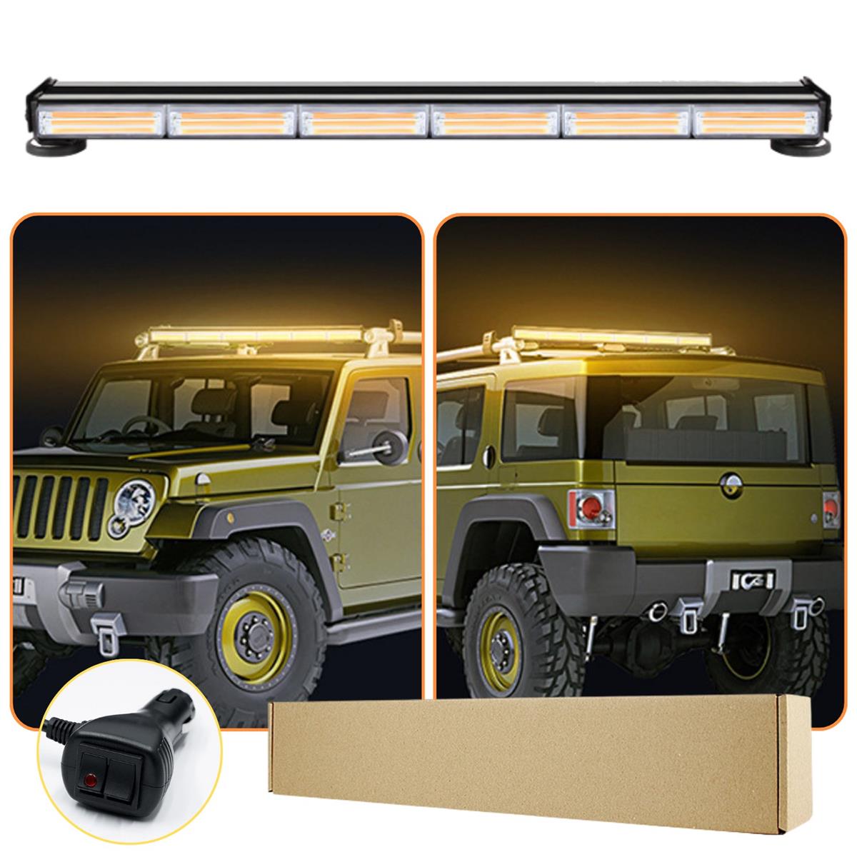 Çakarlı Tepe İkaz Lambası 90 Cm Mıknatıslı Turuncu Amber Çift Taraflı Led Bar 12 Mod 12-24 V